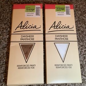 Lot of 2 - Alicia daysheer pantihose, colors white & little beige, size: average